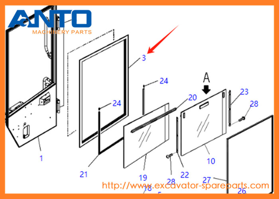 421-925-4641 4219254641 Γυάλινη προσαρμογή KOMATSU Εκσκαφέας WA380 WA430 WA450 WA470 WA480 WA500